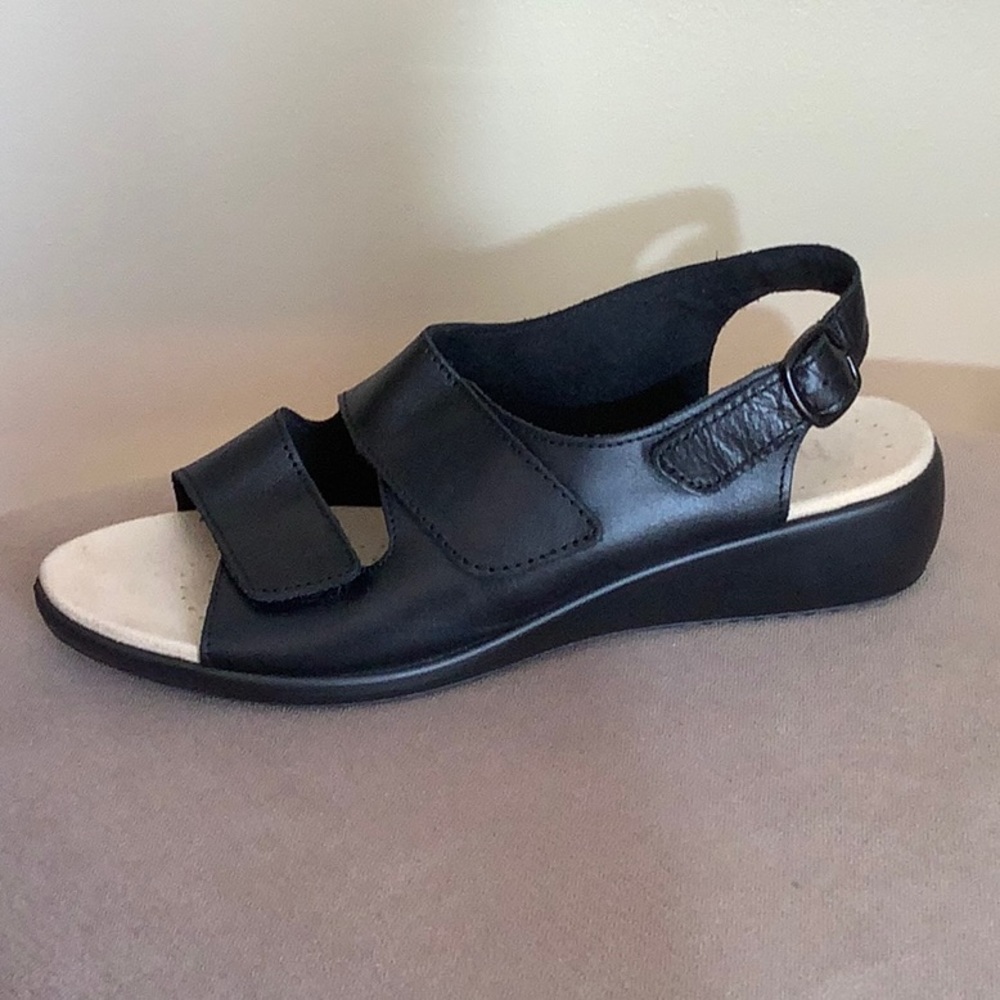 Hotter Black Leather Sandals